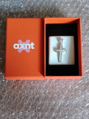 NEW Axnt Iced Out Pave Moissanite Cross Pendant 925 Silver